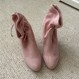 Women’s Pink Block Heel Ankle Boots - Stylish Sock Boot